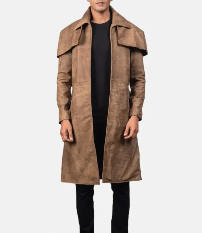 Men's Classic Brown Leather Duster