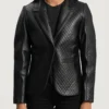 Women's Cora Quilted Black Leather Blazer