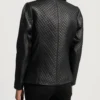Women's Black Cora Quilted Leather Blazer