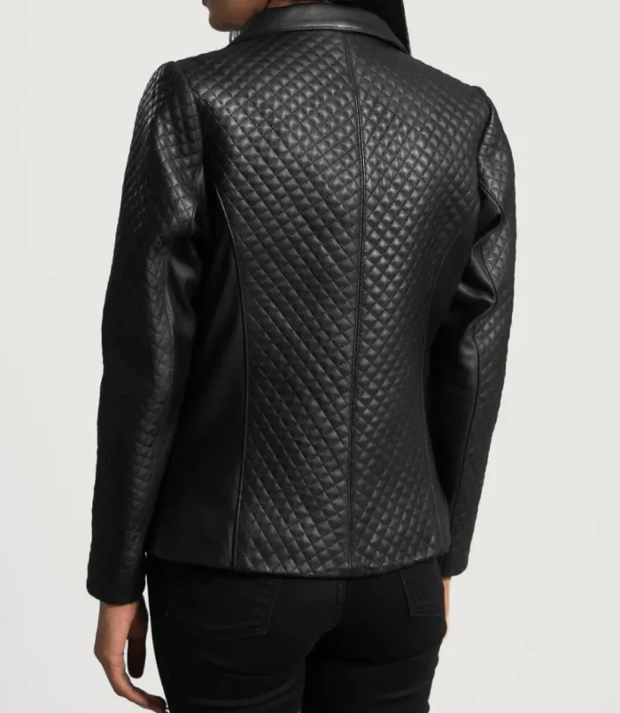 Women's Black Cora Quilted Leather Blazer