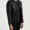 Women's Black Cora Quilted Leather Blazer