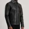 Men’s Dallis Black Leather Shearling Trucker Jacket