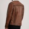 Men's Brown Dallis Leather Shearling Trucker Jacket