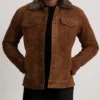 Men's Dallis Brown Suede Shearling Trucker Jacket