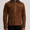 Men's Dallis Brown Suede Shearling Trucker Jacket