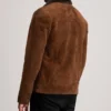 Men's Brown Dallis Suede Shearling Trucker Jacket