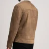 Men's Brown Dallis Distressed Leather Shearling Trucker Jacket