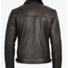 Men's Dark Brown Shearling Leather Moto Jacket Asymmetrical Shearling Lining
