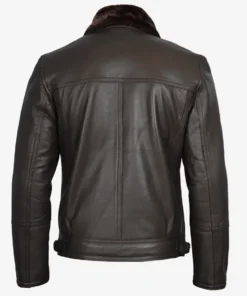 Men's Dark Brown Shearling Leather Moto Jacket Asymmetrical Shearling Lining