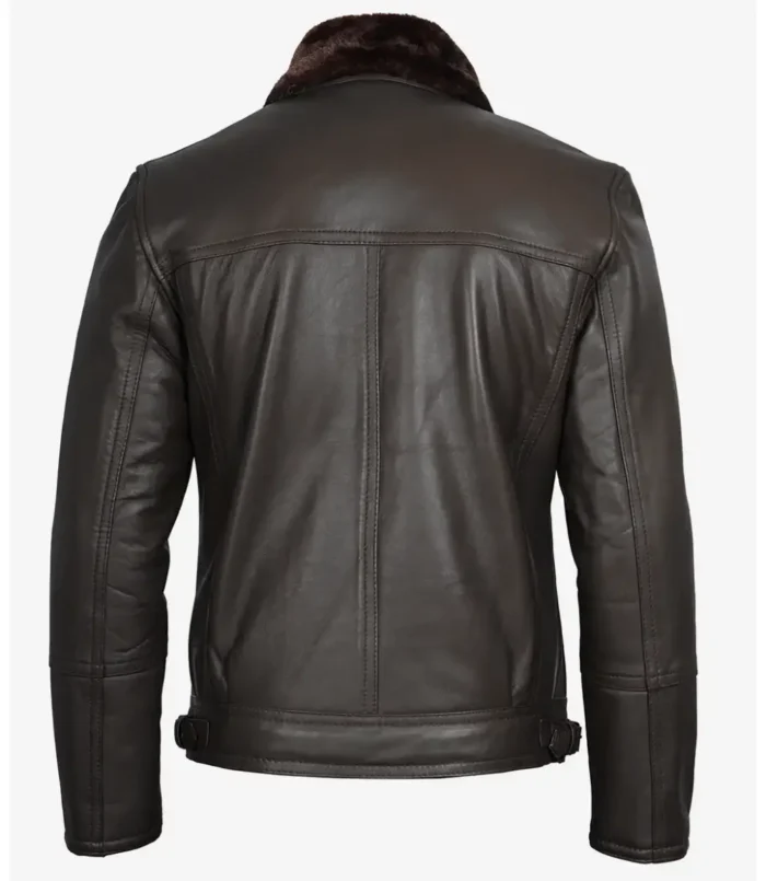 Men's Dark Brown Shearling Leather Moto Jacket Asymmetrical Shearling Lining
