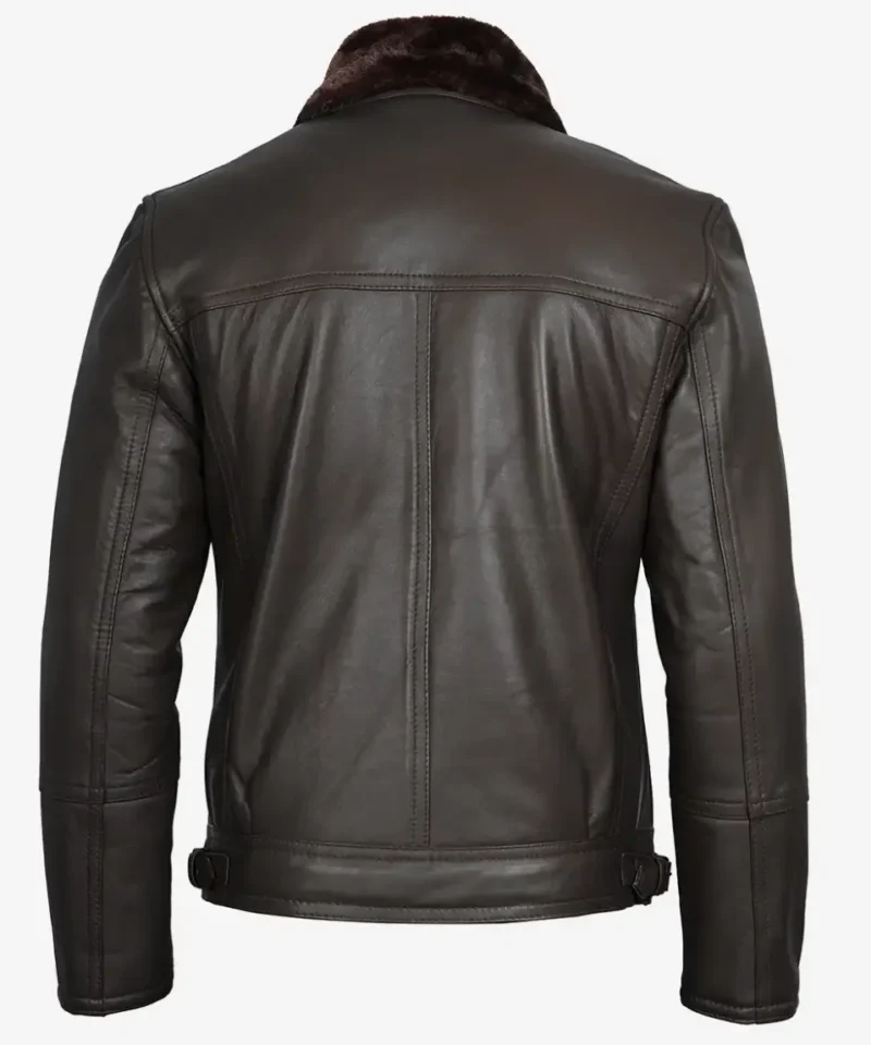 Men's Dark Brown Shearling Leather Moto Jacket Asymmetrical Shearling Lining