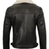Men's Dark Brown Shearling Moto Leather Jacket