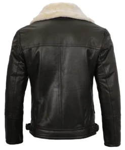 Men's Dark Brown Shearling Moto Leather Jacket