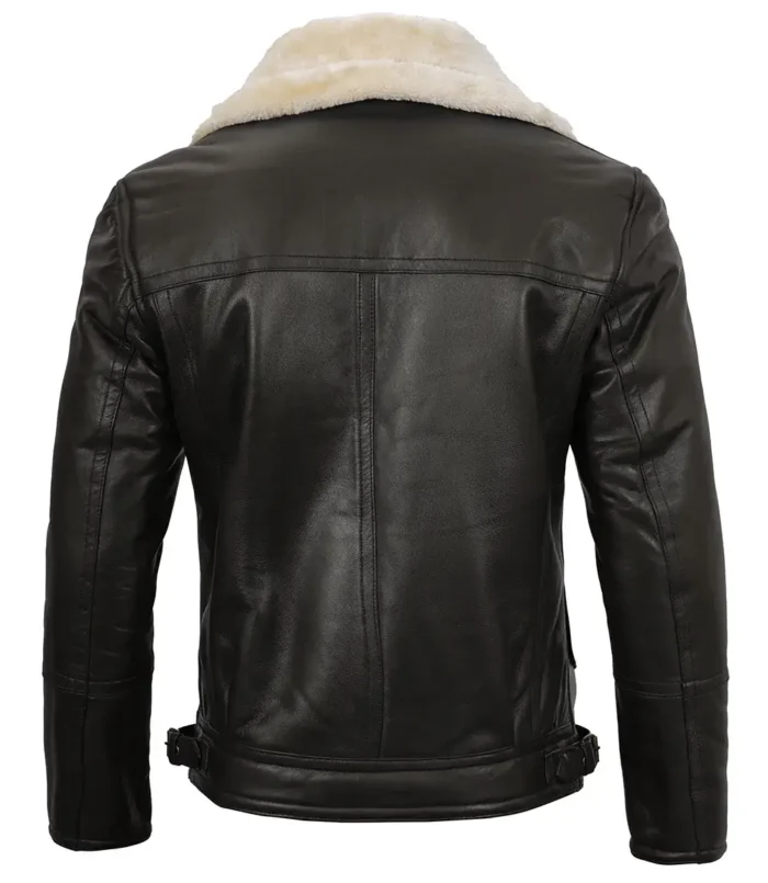 Men's Dark Brown Shearling Moto Leather Jacket