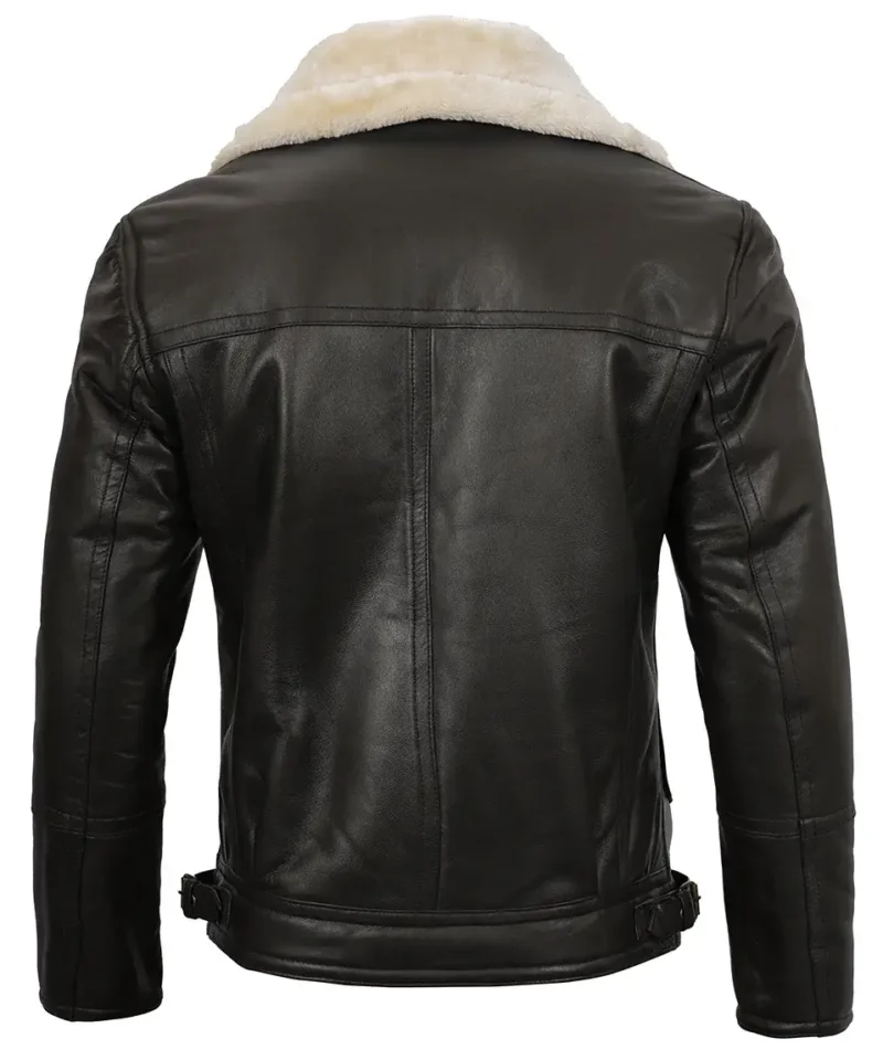 Men's Dark Brown Shearling Moto Leather Jacket