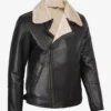 Men's Dark Brown Shearling Moto Leather Jacket