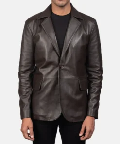Men's Daron Brown Leather Blazer