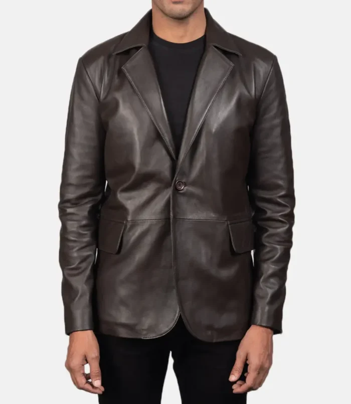 Men's Daron Brown Leather Blazer