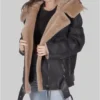 Women's Debra Black B-3 Bomber Leather Jacket