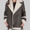 Women's Debra Grey B-3 Bomber Leather Jacket