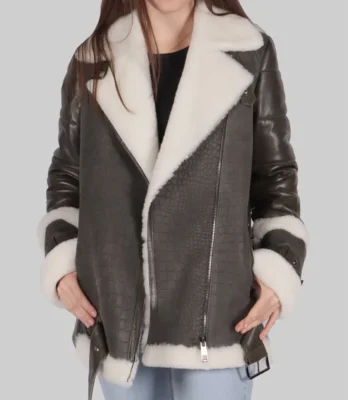 Women's Debra Grey B-3 Bomber Leather Jacket