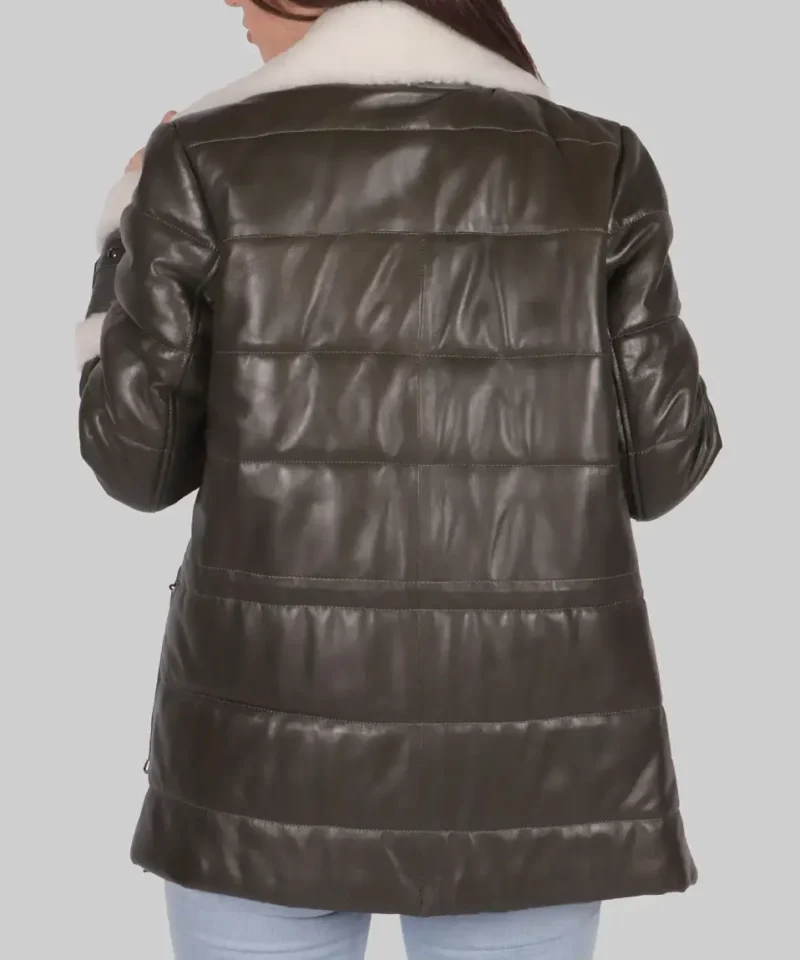 Women's Debra Grey B-3 Bomber Leather Jacket