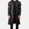 Men's Deux Black Leather Duster