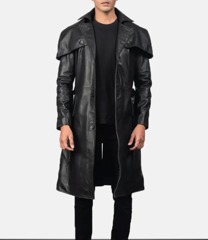 Men's Deux Black Leather Duster