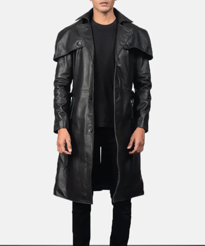 Men's Deux Black Leather Duster