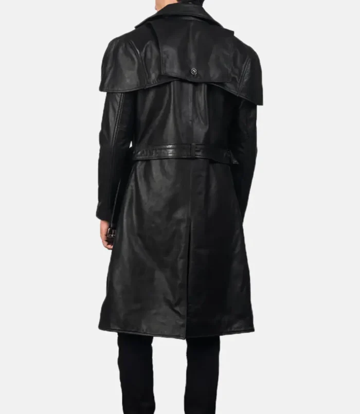 Men's Black Deux Leather Duster