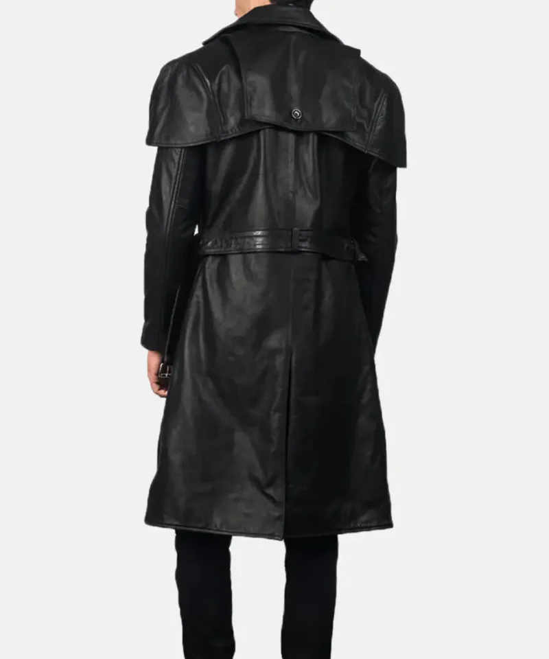 Men's Black Deux Leather Duster
