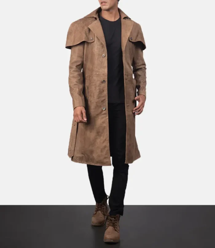 Men's Deux Brown Leather Duster
