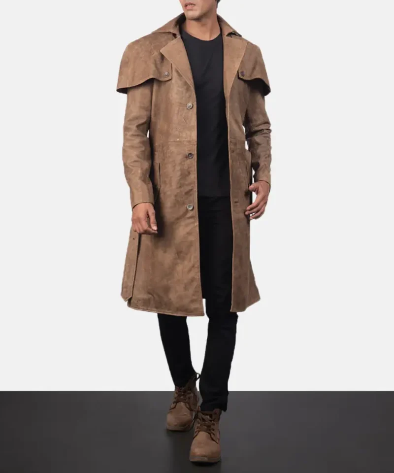 Men's Deux Brown Leather Duster