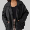 Women’s Emma Black Oversized Bomber Leather Jacket