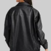 Women’s Black Emma Oversized Bomber Leather Jacket