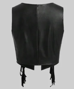 Women’s Fenny Western Style Black Leather Vest