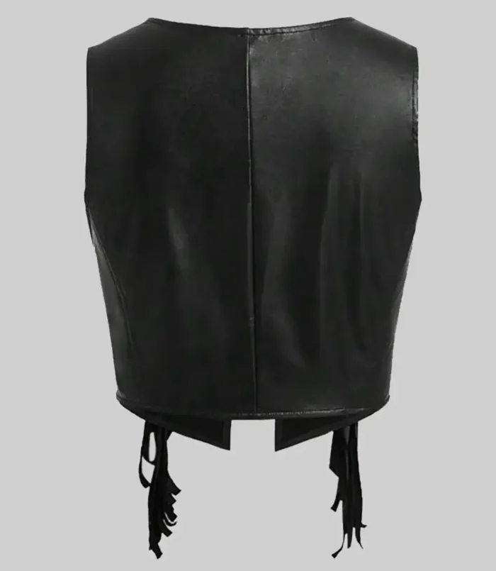 Women’s Fenny Western Style Black Leather Vest