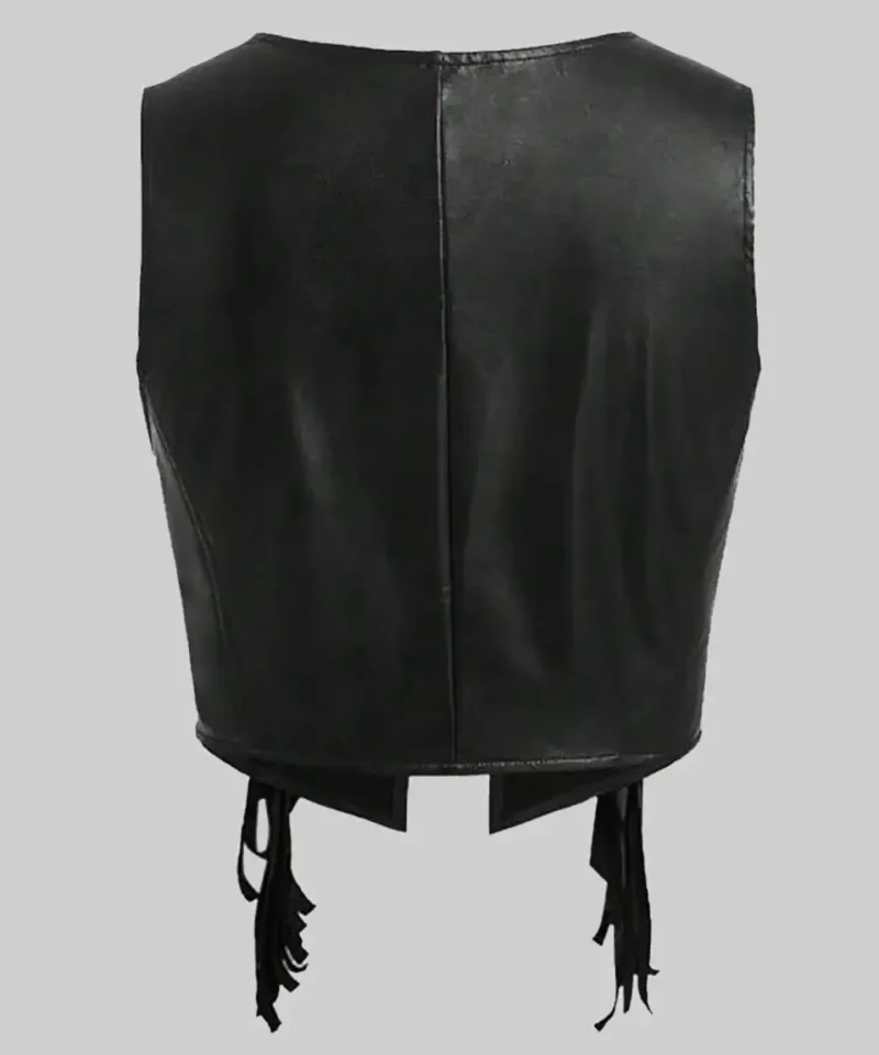 Women’s Fenny Western Style Black Leather Vest