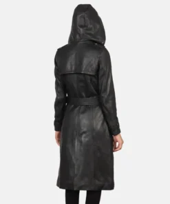 Women's Black Fixon Hooded Trench Coat
