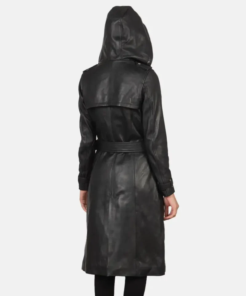 Women's Black Fixon Hooded Trench Coat