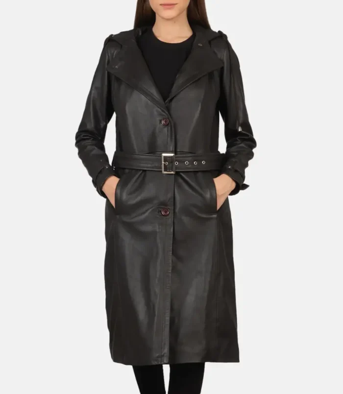 Women's Fixon Hooded Brown Trench Coat