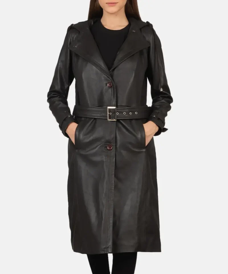 Women's Fixon Hooded Brown Trench Coat