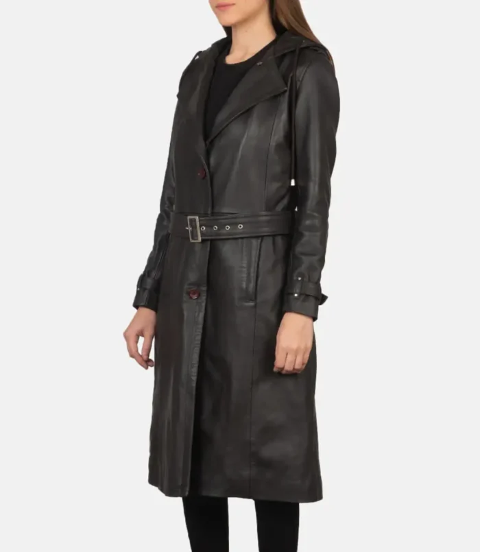 Women's Brown Fixon Hooded Trench Coat