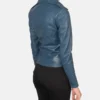 Women's Blue Flashback Leather Biker Jacket