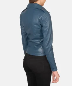 Women's Blue Flashback Leather Biker Jacket