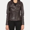 Women's Flashback Maroon Leather Biker Jacket