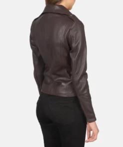 Women's Maroon Flashback Leather Biker Jacket