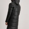 Men's Black Floyd Hooded Leather Puffer Coat