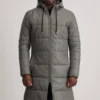 Men's Floyd Grey Hooded Leather Puffer Coat