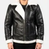 Men's Francis B-3 Black & White Leather Bomber Jacket